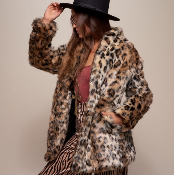 NWOT Spirit Hoods Leopard Animal Print Faux Fur Jacket (UNISEX) - Picture 9 of 10
